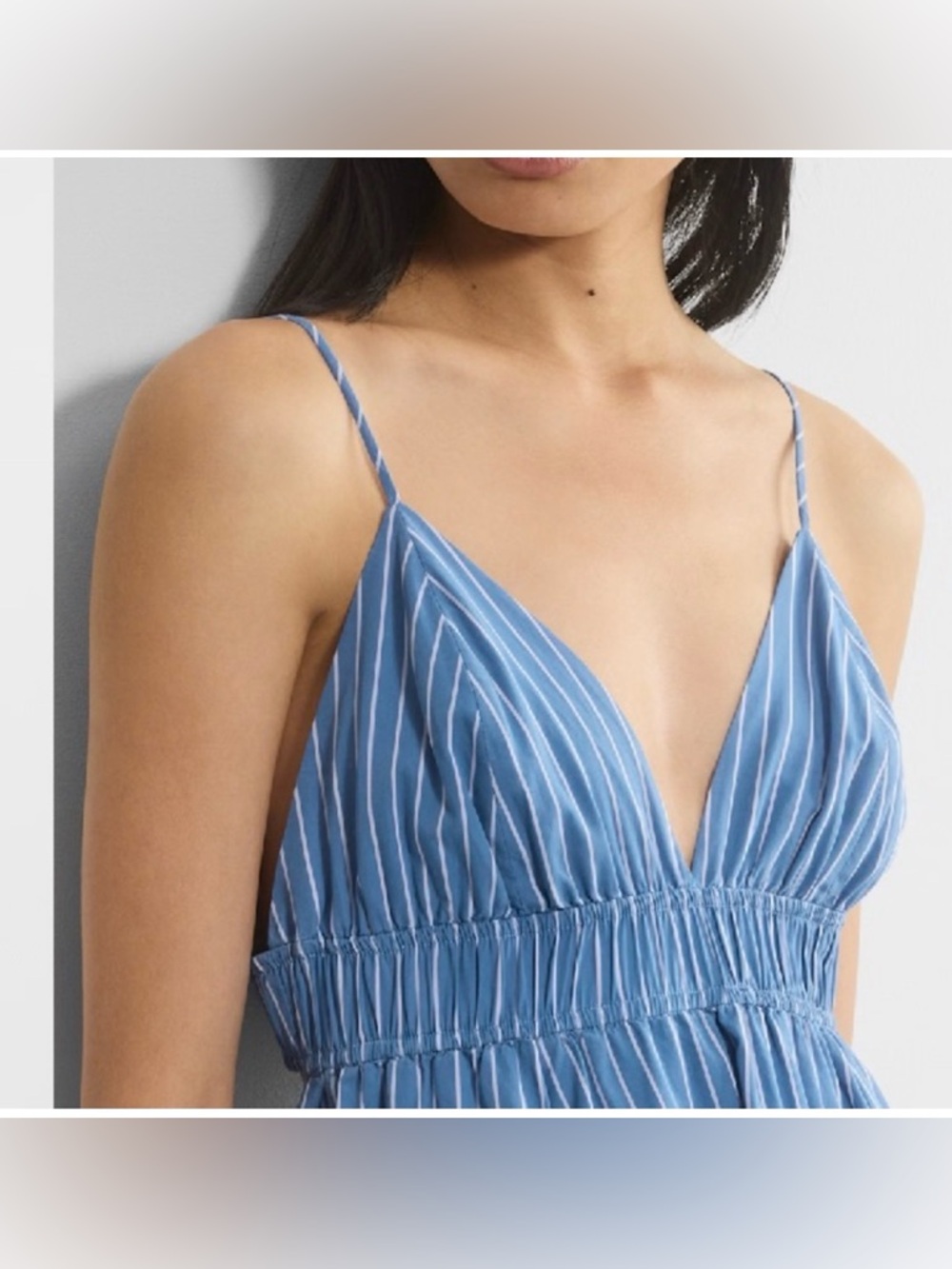 Aritzia Babaton SMALL Encourage Poplin Aline midi dress in blue striped - Picture 2 of 10